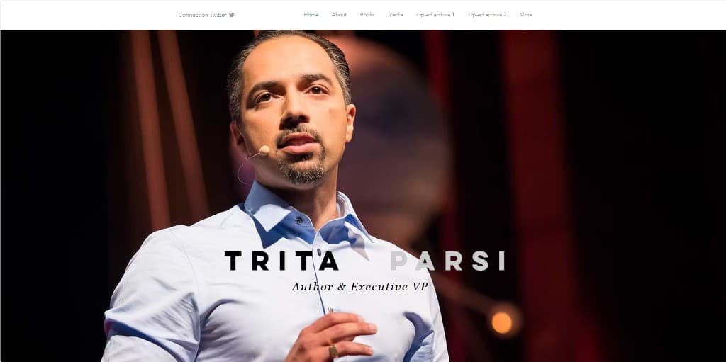 Trita Parsi homepage before the redesign, with the name and the line Author and Executive VP.